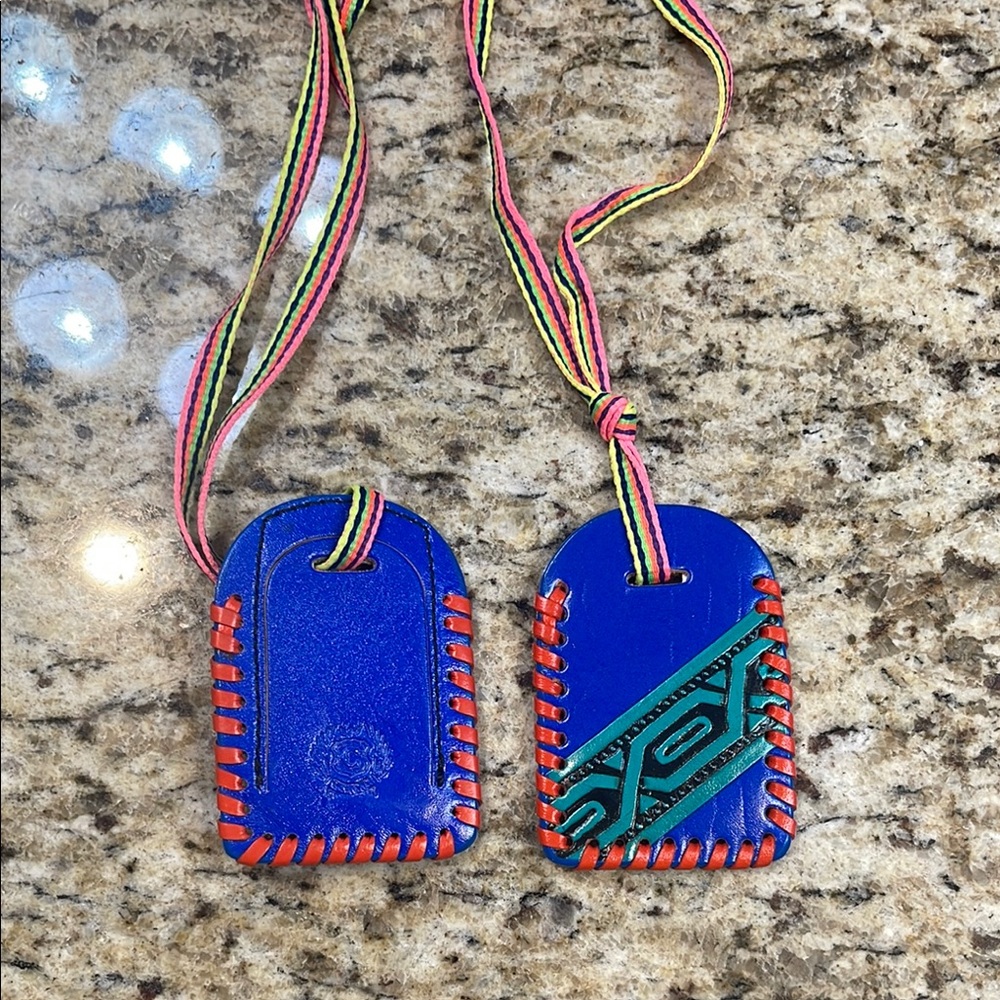 Consuela Blue and Green Luggage Tags